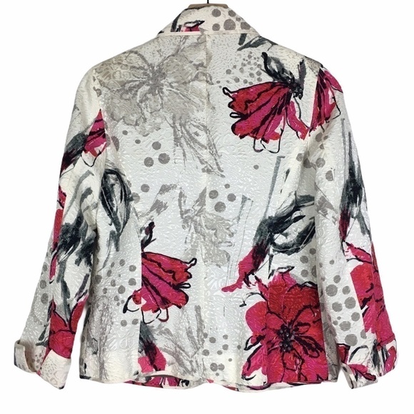 CHICOS Blazer Jacket Silk Floral Leopard Animal Print Beads Sequins Size 0 Small - Picture 4 of 11